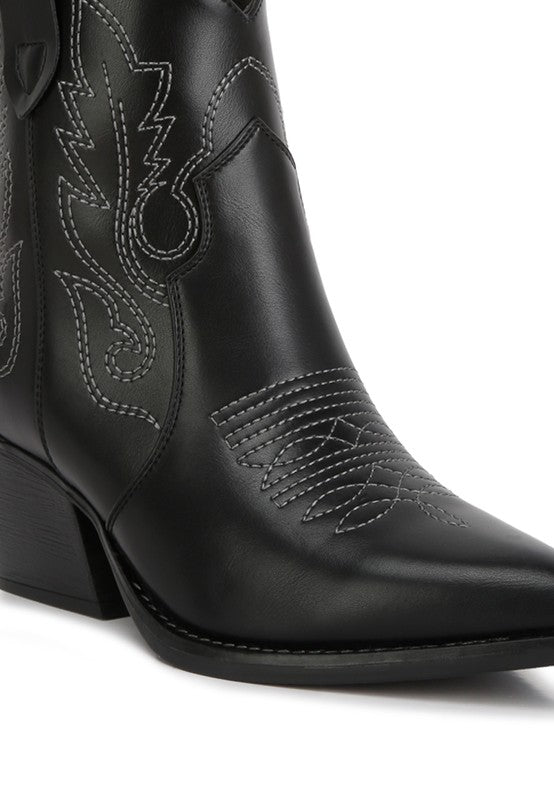 Aries Ankle Length Block Heel Cowboy Boots