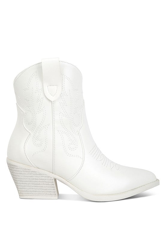 Aries Ankle Length Block Heel Cowboy Boots