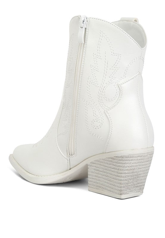 Aries Ankle Length Block Heel Cowboy Boots