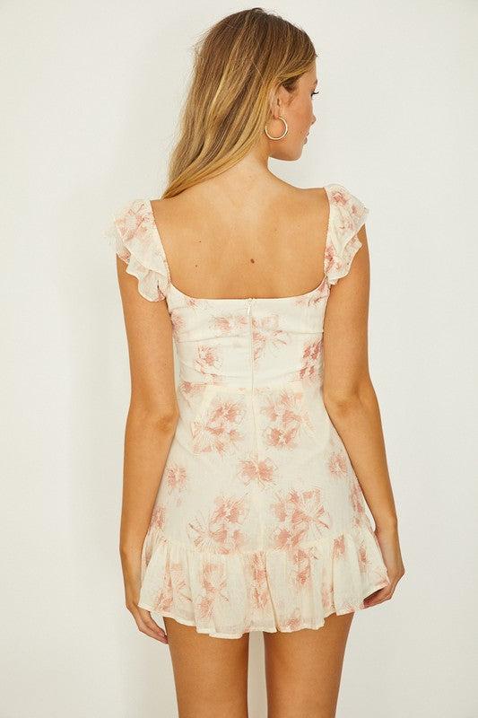 Twist Front Floral Mini Dress
