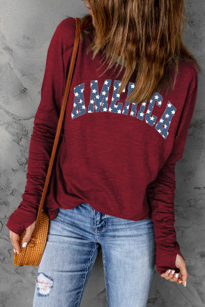 AMERICA Graphic Thumbhole Sleeve Tee