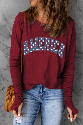AMERICA Graphic Thumbhole Sleeve Tee