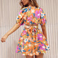 Printed Surplice Short Sleeve Dress