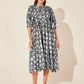 Floral Tie Neck Lantern Sleeve Dress