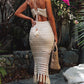 Tassel Tied Top and Openwork Skirt Cover Up Set