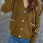 Contrast Button V-Neck Long Sleeve Cardigan