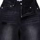 Black distressed straight jeans