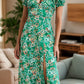 Slit Printed Short Sleeve Midi Dress