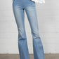 MID-RISE BANDED WIDER FLARE JEANS