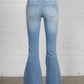 MID-RISE BANDED WIDER FLARE JEANS