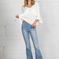 MID-RISE BANDED WIDER FLARE JEANS