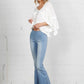 MID-RISE BANDED WIDER FLARE JEANS