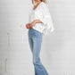 MID-RISE BANDED WIDER FLARE JEANS