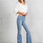 MID-RISE BANDED WIDER FLARE JEANS