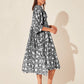 Floral Tie Neck Lantern Sleeve Dress
