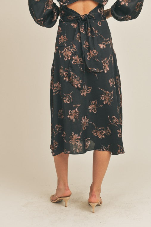 Side Slit Floral Print Skirt