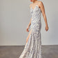 FRONT SLIT ZEBRA SLIP MAXI DRESS