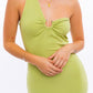 RING DETAIL ONE SHOULDER KINT MIDI DRESS