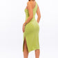 RING DETAIL ONE SHOULDER KINT MIDI DRESS