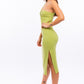 RING DETAIL ONE SHOULDER KINT MIDI DRESS