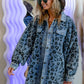 Vintage Washed Leopard Corduroy Buttoned Jacket