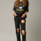 HIGH RISE DESTROYED BLACK JEANS