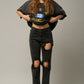 HIGH RISE DESTROYED BLACK JEANS