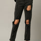 HIGH RISE DESTROYED BLACK JEANS