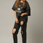 HIGH RISE DESTROYED BLACK JEANS