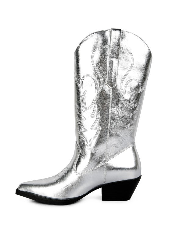 Ponsies Embroidered Block Heel Cowboy Boots