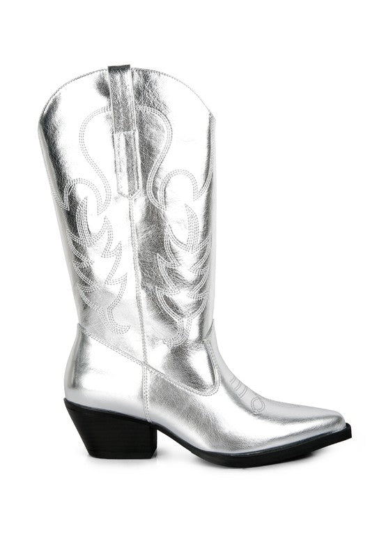 Ponsies Embroidered Block Heel Cowboy Boots