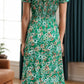 Slit Printed Short Sleeve Midi Dress