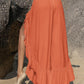 Ruffled Slit Wide Leg Pants
