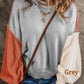 Color block cotton knit sweater cropped balloon