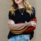 Color block cotton knit sweater cropped balloon