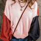 Color block cotton knit sweater cropped balloon