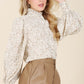 Stand collar floral frill blouse