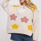 OVERSIZED LONG SLEEVE FLORAL GRAPHIC KNIT SWEATER