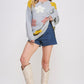 OVERSIZED LONG SLEEVE FLORAL GRAPHIC KNIT SWEATER
