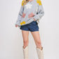 OVERSIZED LONG SLEEVE FLORAL GRAPHIC KNIT SWEATER