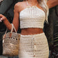 Tassel Tied Top and Openwork Skirt Cover Up Set