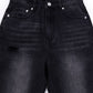 Black distressed straight jeans