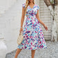 Cutout Slit Printed Cap Sleeve Dress
