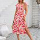 Cutout Slit Printed Cap Sleeve Dress