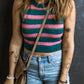 Striped Round Neck Knit Vest