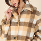 Plaid sherpa jacket with pockets