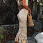 Tassel Tied Top and Openwork Skirt Cover Up Set