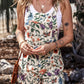 Printed Square Neck Wide Strap Romper
