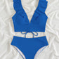 Ruffled V-Neck Sleeveless Two-Piece Swim Set