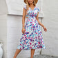 Cutout Slit Printed Cap Sleeve Dress